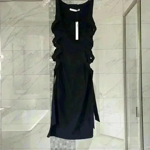 NWT- Revolve Susana Monaco - Side Faux Lace Up Tank Dress in Black Sz S - Picture 1 of 11